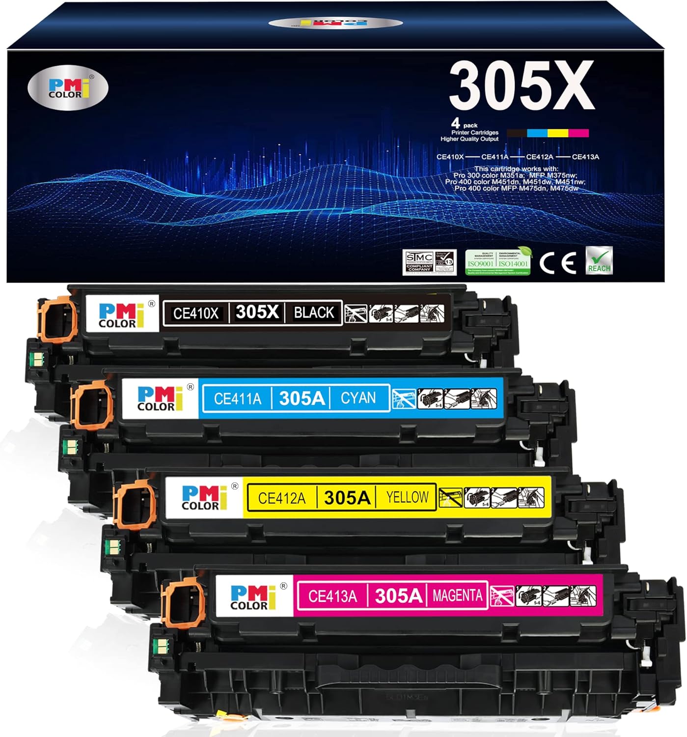 4 Pack Black Cyan Magenta Yellow Toner Cartridges Z58911