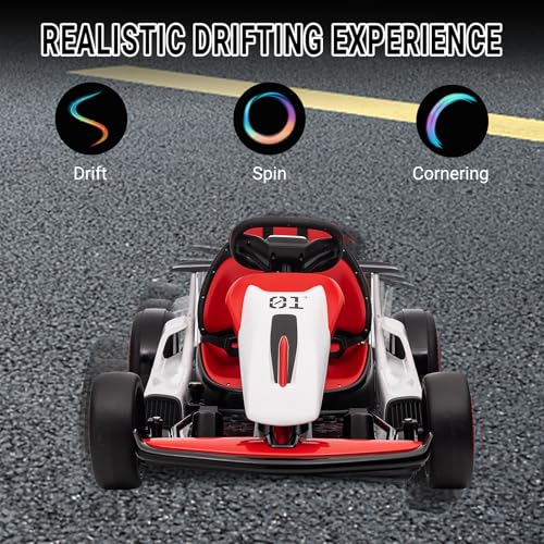 White 24V Battery Powered Electric Drift Kart B5231