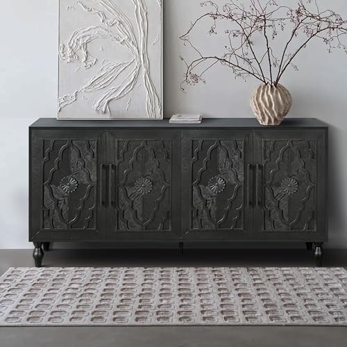 Wooden Sideboard Cabinet with 4 Doors and Metal Handles Z10270