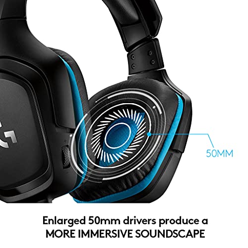 Wired Gaming Headset with Flip-to-Mute Mic, Black/Blue D177