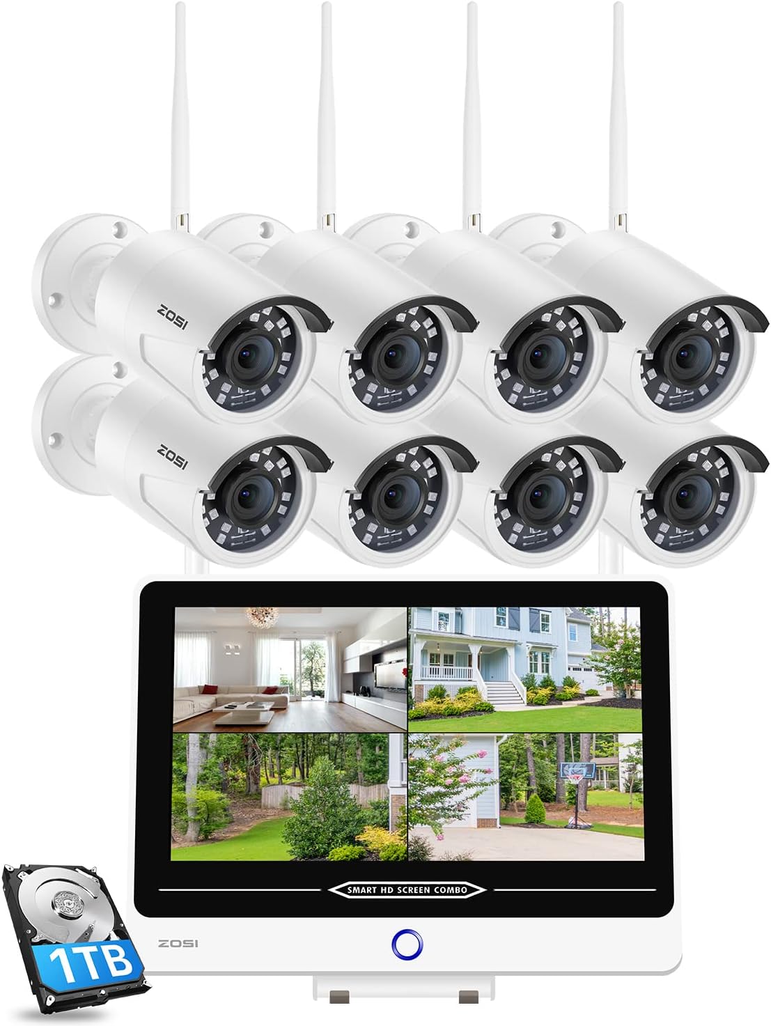 8 Channel 5MP Lite Home Security Camera System with 8 x 1080p Weatherproof Cameras G6832