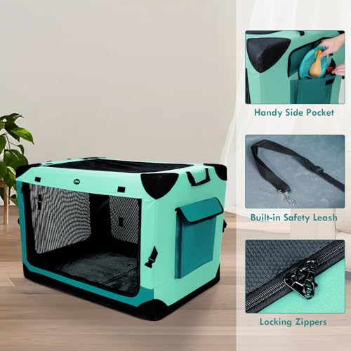 42 inch Collapsible Dog Crate with Durable Mesh Windows F6838