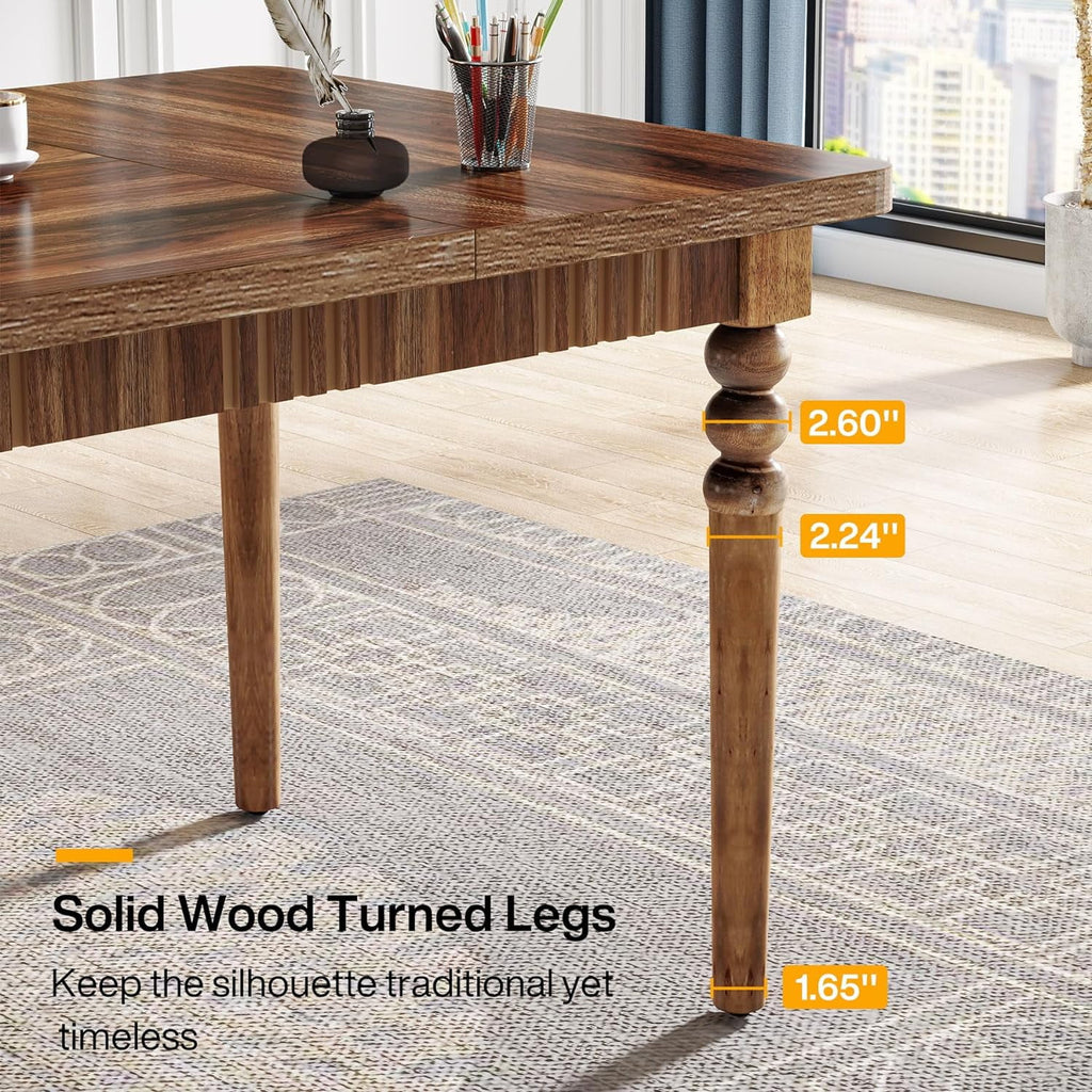 63-Inch Solid Wood Legs Executive Desk, Walnut T361379