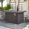 Gray 43 Inch HDPE Propane Fire Pit Table with Lid and Fire Glass J7544
