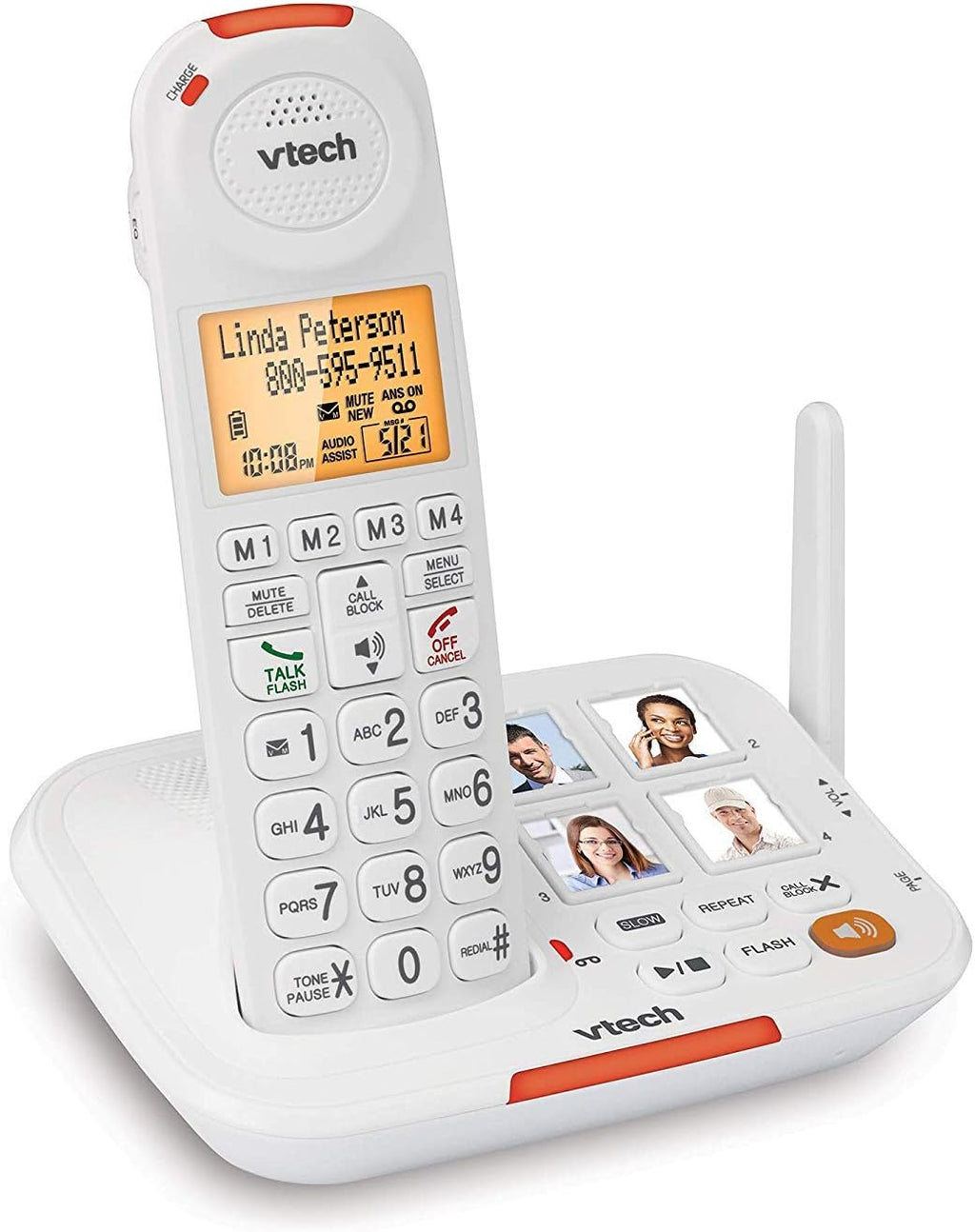 White Amplified Cordless Senior Phone with Answering Machine P141