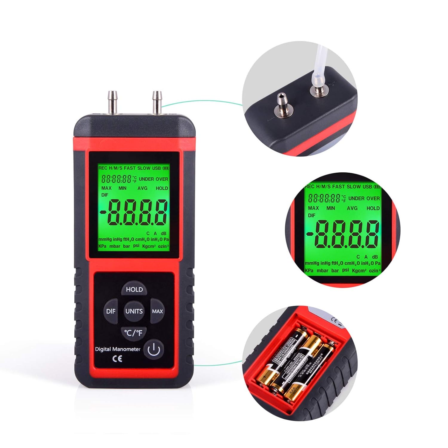 Digital Air Pressure Meter Differential Pressure Gauge D345503
