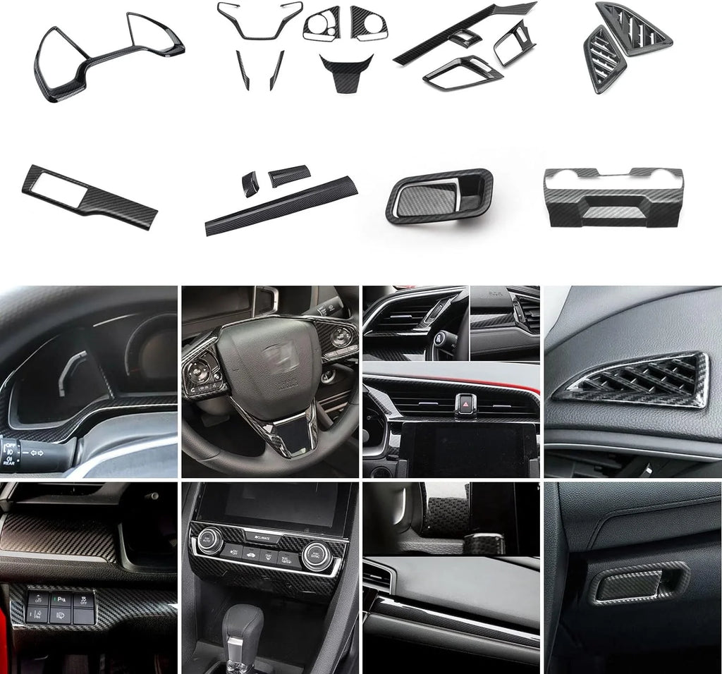 Interior Center Console Dashboard Panel Headlight Switch Steering Wheel AC Vent Cover Trim Combo Kit I616147
