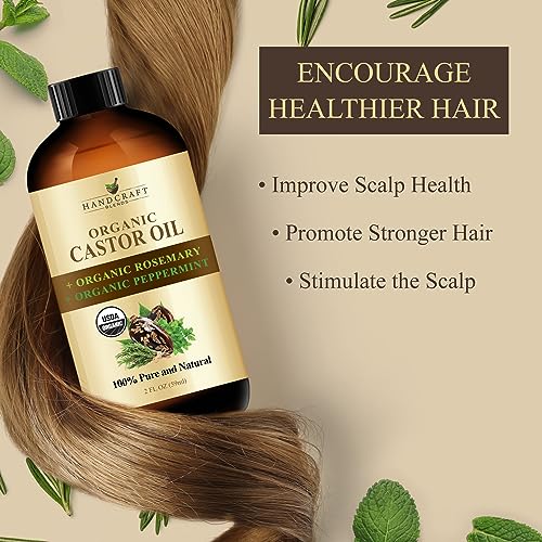 Organic Castor Oil with Rosemary and Peppermint Oil in Glass Bottle - 2 Fl Oz F33664