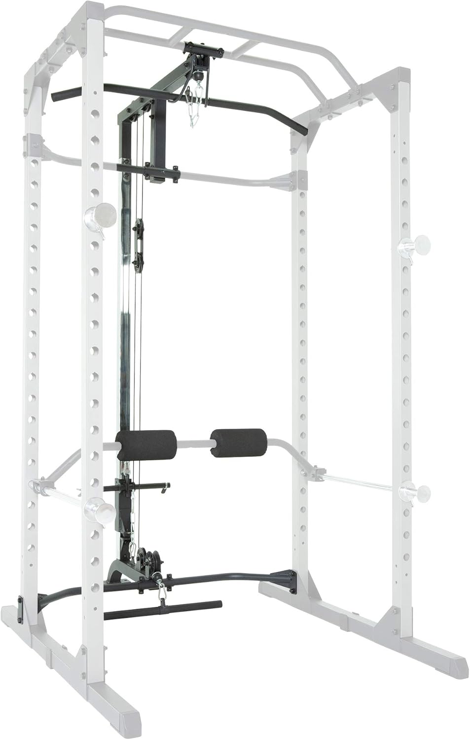 Squat Rack Power Cage with Lat Pulldown and Leg Holdown Attachment O2346