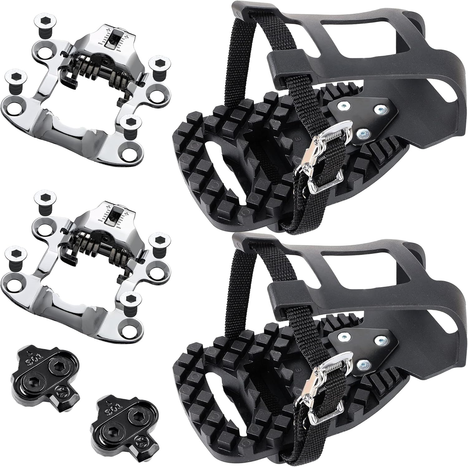 Pedal Adaptor and Converter Kit with Pedal Toe Clips Cage W4425