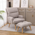 Decorative Chair Set with Footstool, Adjustable Backrest, Wooden Legs G861395