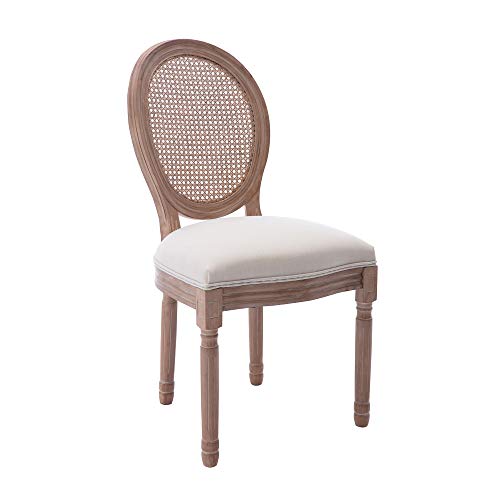 Dining Chairs Set of 2 Fabric Cane Upholstered Solid Wood Frame X5510
