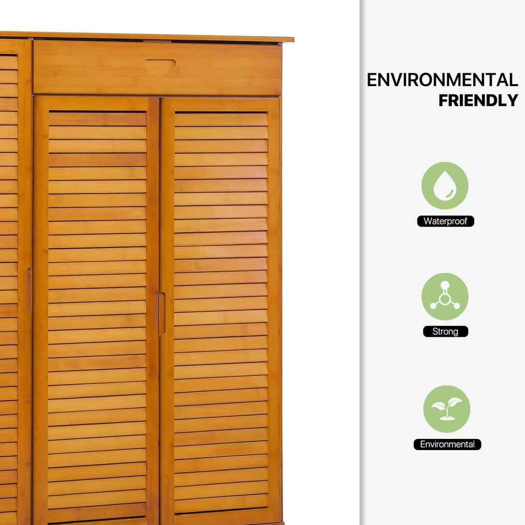 Bamboo Shoe Storage Cabinet With Drawer & Shutter Door Z11994