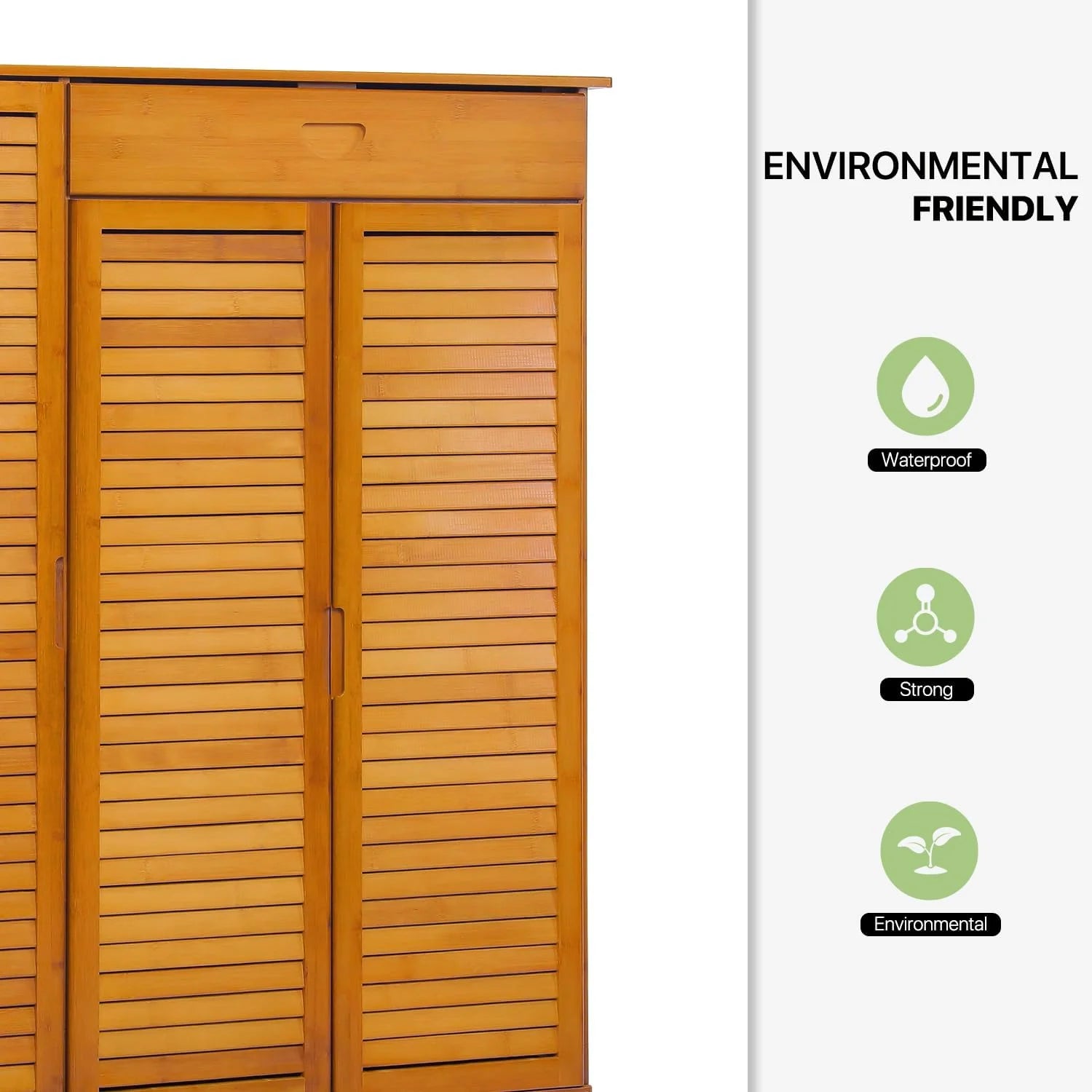 Bamboo Shoe Storage Cabinet With Drawer & Shutter Door Z11994