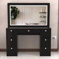 Black Vanity Desk with LED Lights, 7 Drawers, Mirror K873954