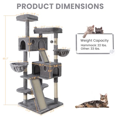 Grey Multi-Level Cat Tree with Scratching Posts O308