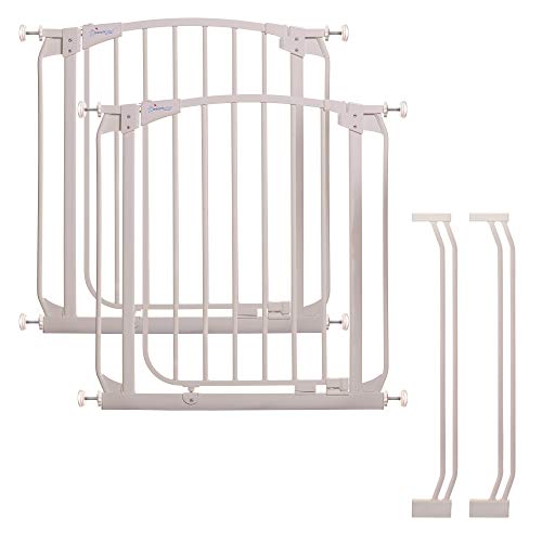 White Auto Close Security Gate Value Pack (Includes 2 Gates and 2 Extensions) H810
