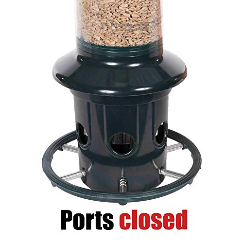 Green Squirrel-proof Bird Feeder with 6 Feeding Ports, 5.1-pound Seed Capacity, Pole-mountable Y70372