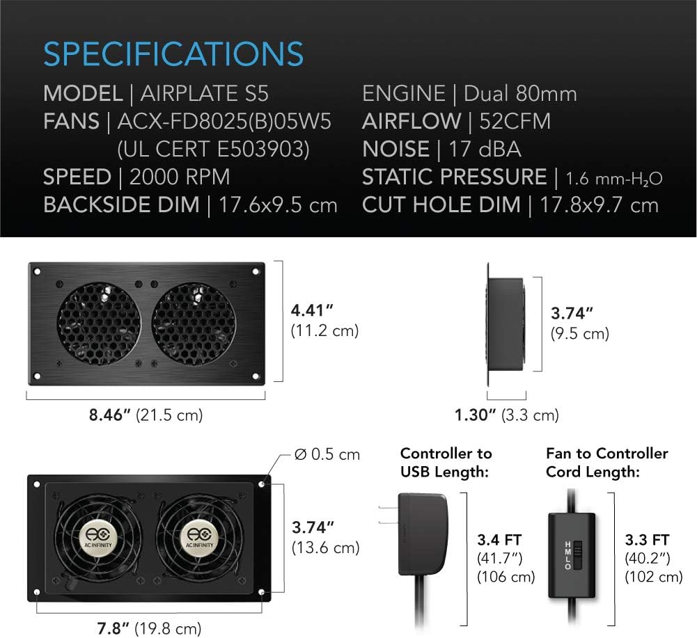Quiet Cooling Fan System 8 Pack of 2 F111