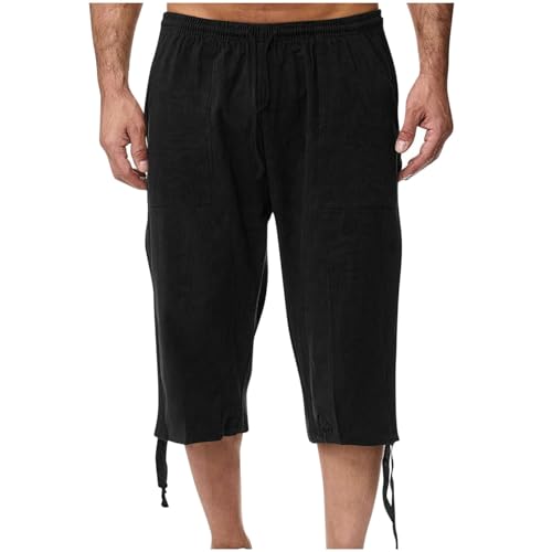 Men Cotton Linen Capri Pants D994273