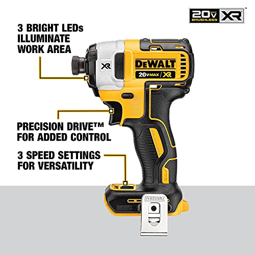 20V MAX XR Brushless Impact Driver, 3-Speed, 1/4-Inch, Tool Only R443
