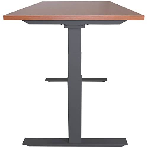 Adjustable Sit/Stand Desk 60"x30" Cherry Wood Finish Black Frame L21307