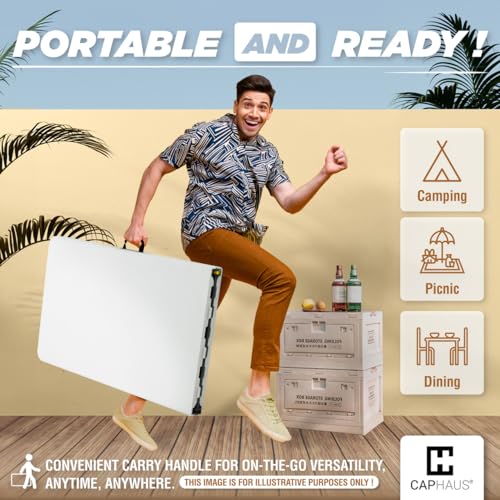 White Foldable Utility Bi-Fold Table W94567