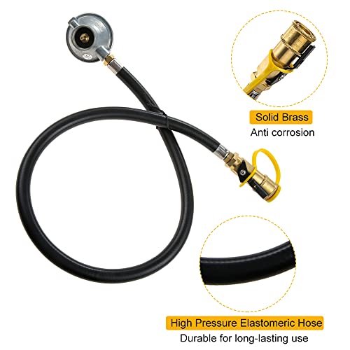 1LB Propane Tank Gas Regulator Valve with 1/4'' Quick Connect Shut Off Valve and 30Inch Propane Hose U20625