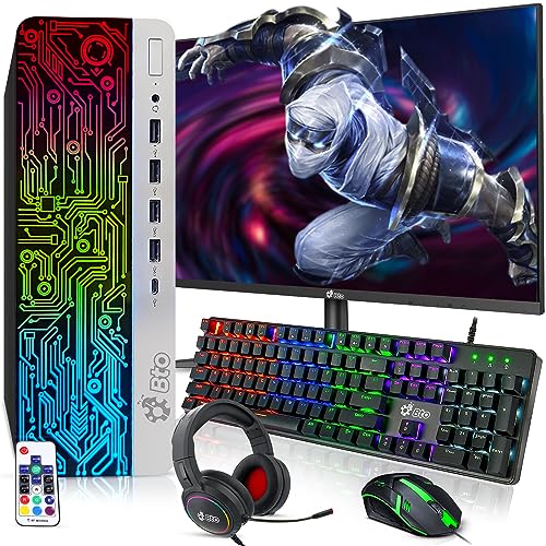 RGB Gaming Desktop PC Bundle - Intel Core i7 6th Gen, 16GB DDR4 Ram, 512GB SSD, NVIDIA GT-1030 2GB GDDR5, 22 Inch Monitor - Windows 10 Pro (Renewed) Z65375