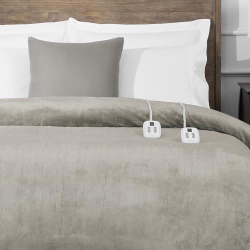 King Size 100in x 90in Polyester Velvet Electric Heated Blanket R7338
