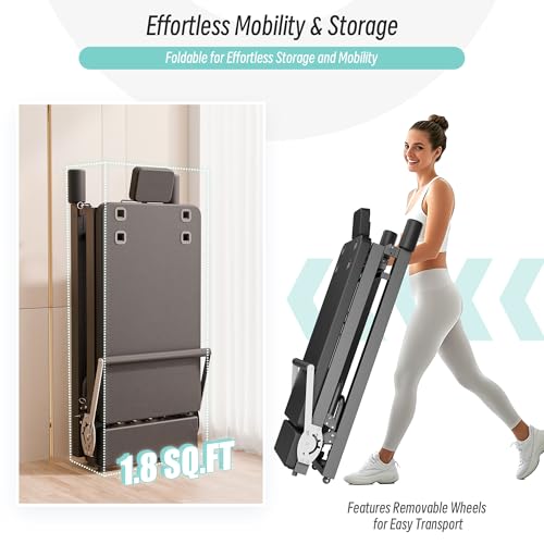 Black Foldable Pilates Reformer Machine with Jump Board, 500 lbs Capacity N980043