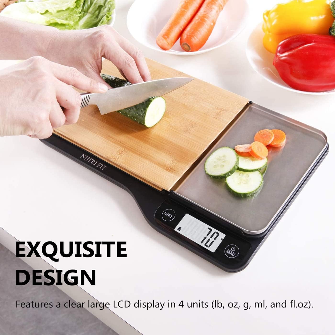 3 in 1 Digital Kitchen Scale with Removable Cutting Board & Tray B5769