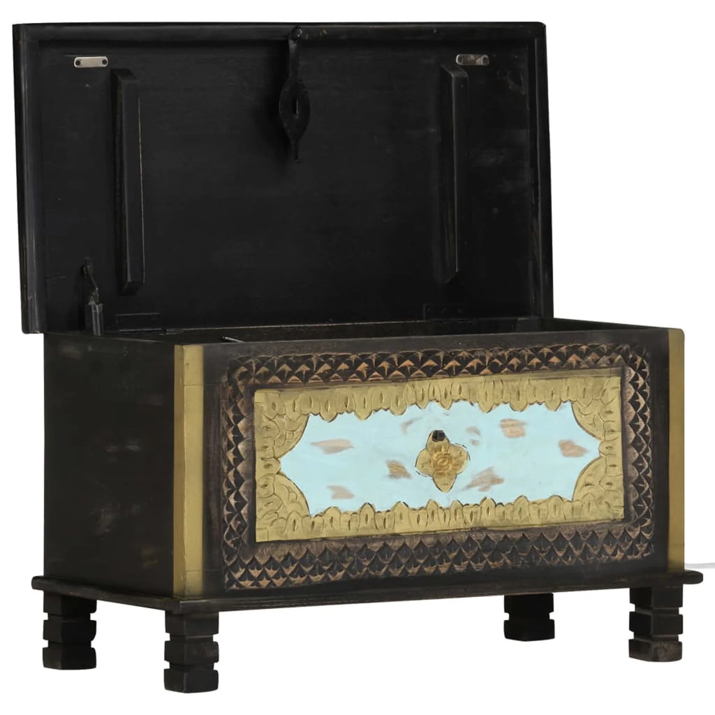 Wooden Storage Chest Mango Wood Blanket Storage Box 31.5 x 15.7 x 17.7 Inches Z2818