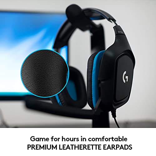 Wired Gaming Headset with Flip-to-Mute Mic, Black/Blue D177