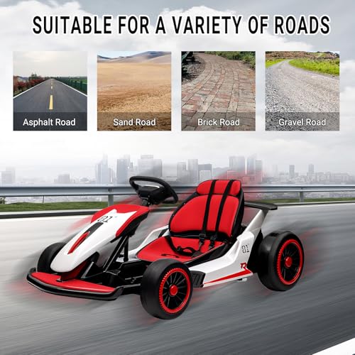White 24V Battery Powered Electric Drift Kart B5231