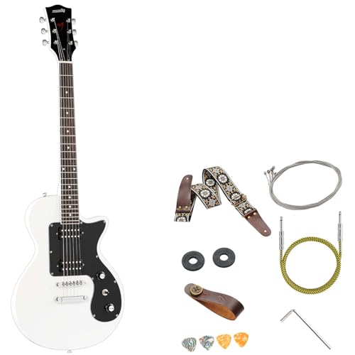 39 Inch Full Size Solid Body Electric Guitar Kit with HH Pickups, Gig Bag, Amplifier, Strap, Cable, Picks, String (White) U18151