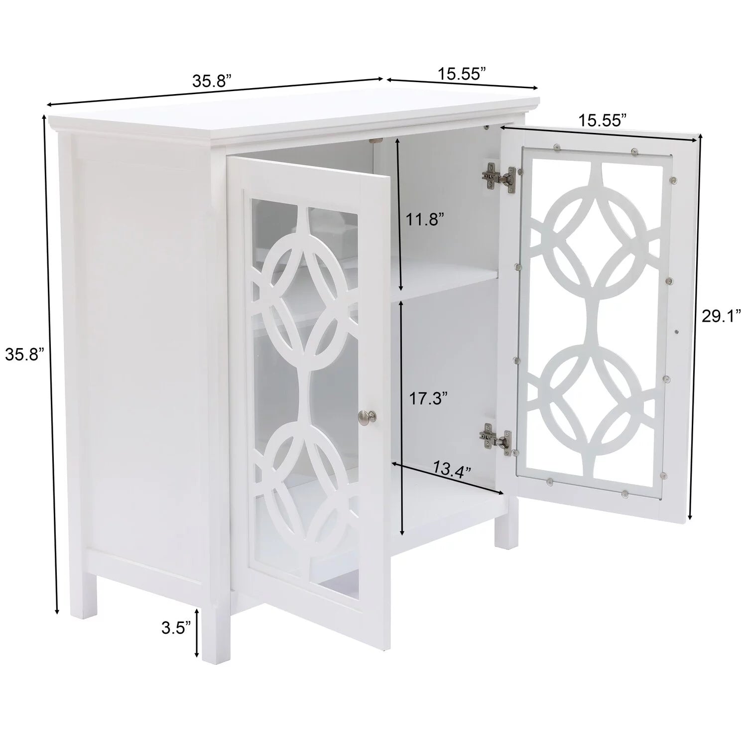 White Wood 2 Door Storage Cabinet Y173409