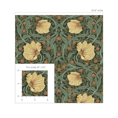 Meadow Green & Amber Peel and Stick Wallpaper P397776