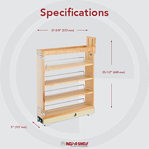 8" Pull Out Shelf Organizer for Base Cabinets, Wooden Slide Out Rack with Soft-Close W783