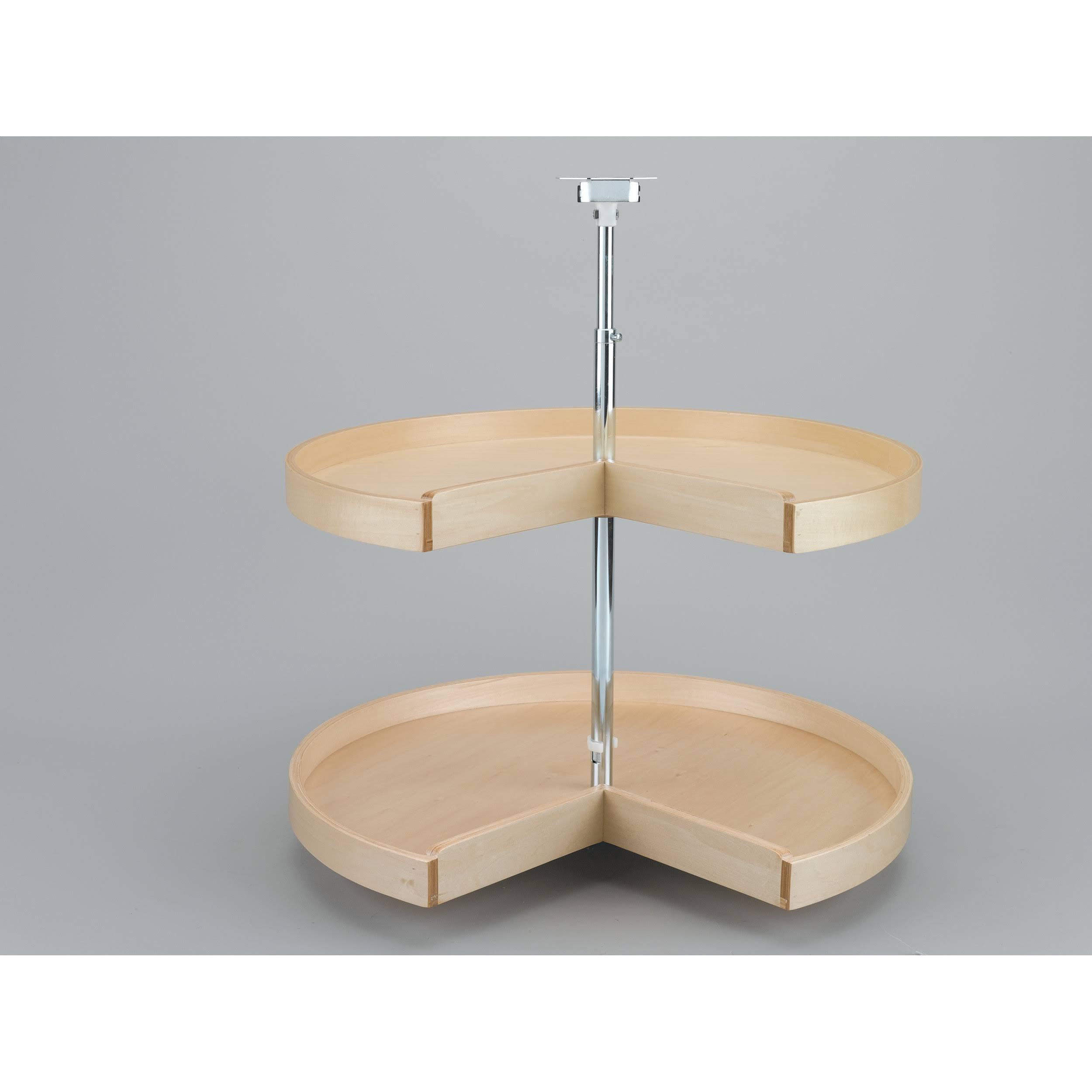 28x22 Banded Wood Pie-Cut Lazy Susan 2-Shelf O9331