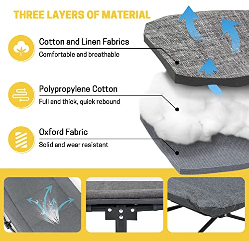 Camping Cot with Cushion and Pillow, Portable Folding Bed with Carry Bag (Grey) T331561