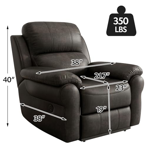 Black Fabric Power Recliner Chair with USB Ports S89547