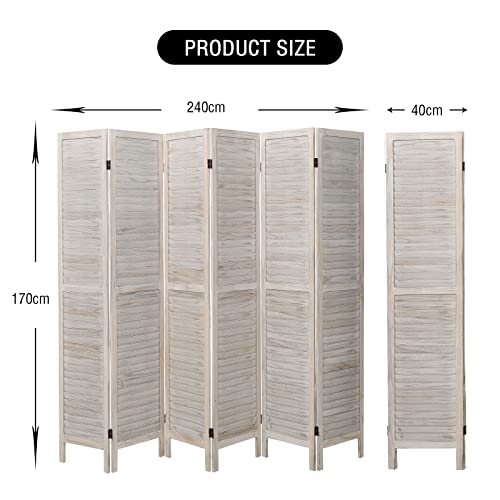 6 Panel Wood Room Divider (Beige) K748