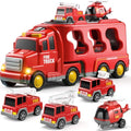 7-in-1 Friction Power Vehicle Toy Carrier Transport Trucks Car Set D410233