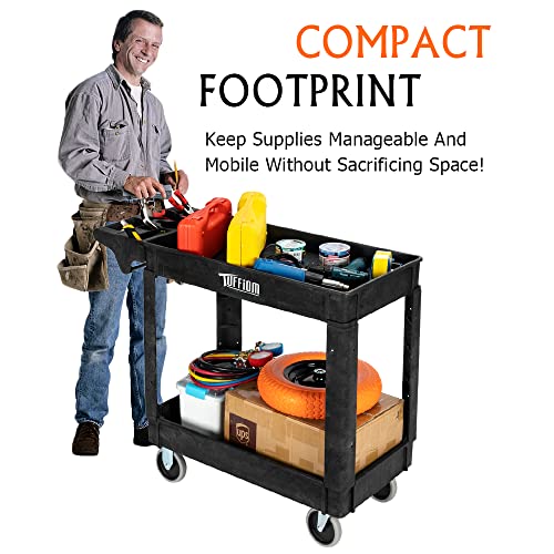 Plastic 2-Tier Utility Cart with Deep Shelves Z118