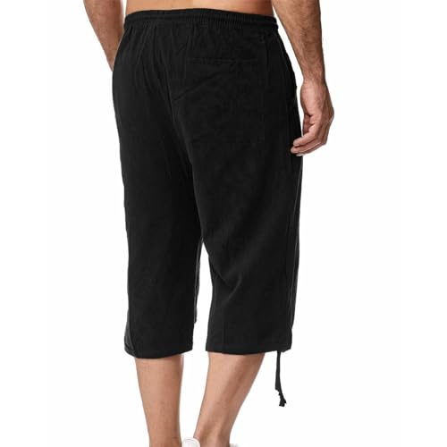 Men Cotton Linen Capri Pants D994273