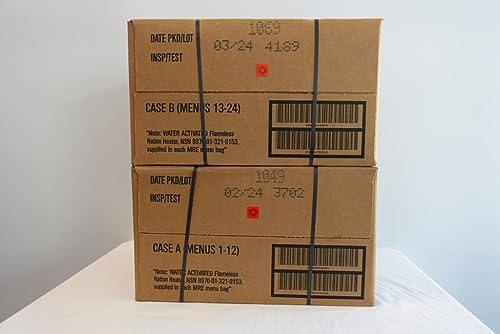 Military MRE Surplus Meals Ready to Eat with Heater Packs 1250 Calories per MRE 24 COMBO Emergency Food P832690