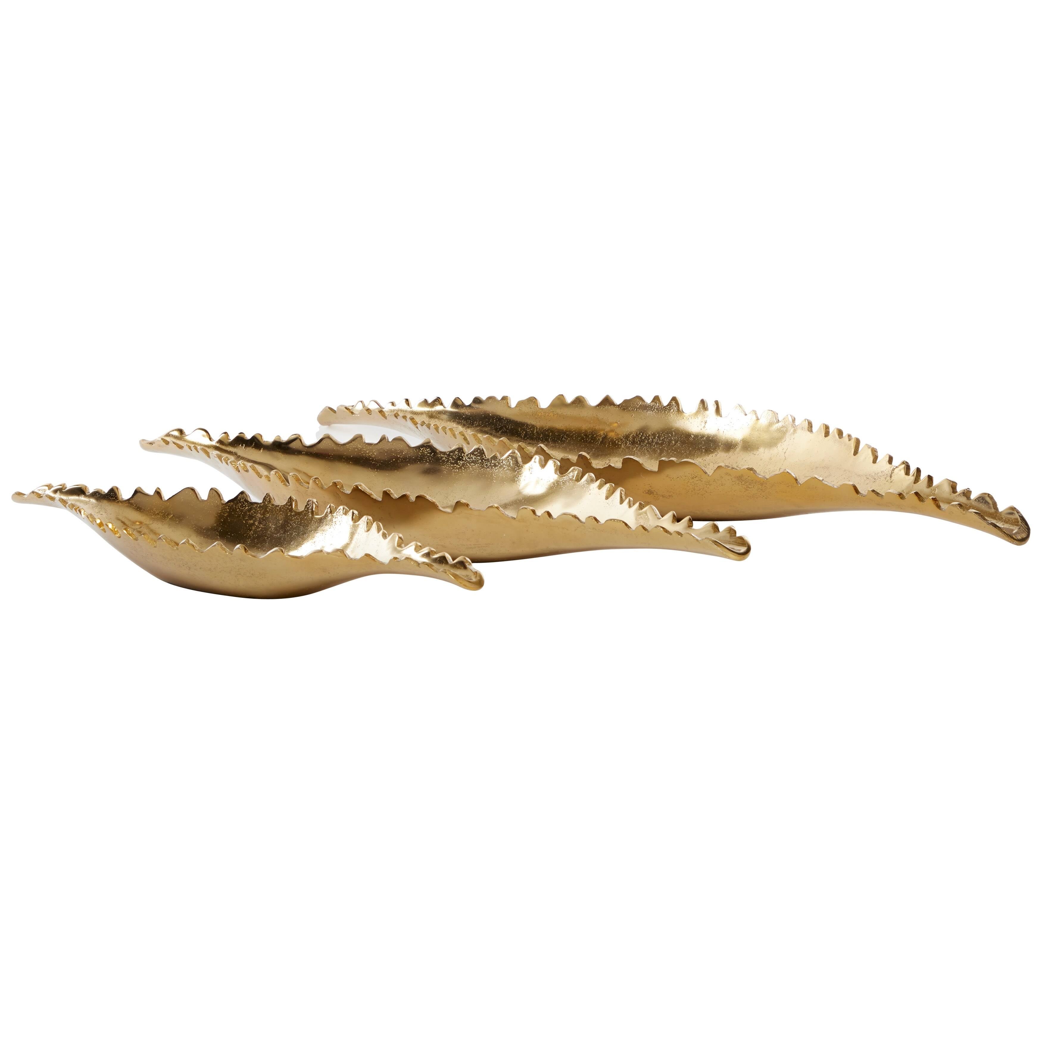 Large Metallic Gold Metal Boat Trays, Set of 3 U7878