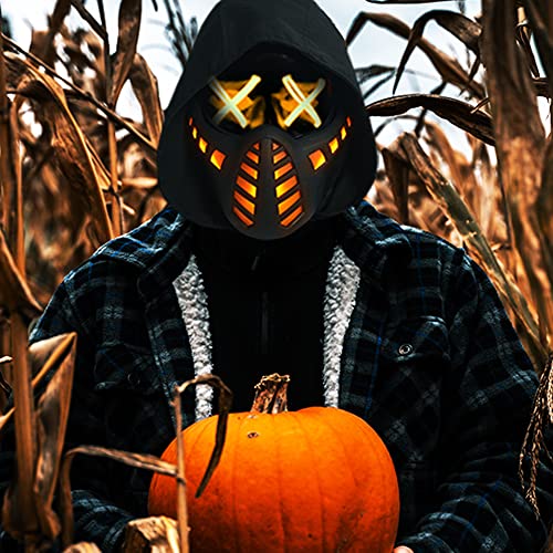Halloween Scary Led Mask Light Up Demon Oni Cyberpunk Half Face Masks X801