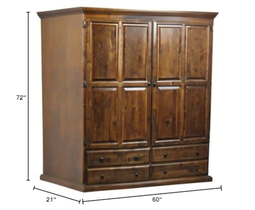60W x 72H x 21D Whitewash Alder Wardrobe Z57051
